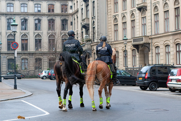 Ridende politi ved Marmorkirken i København