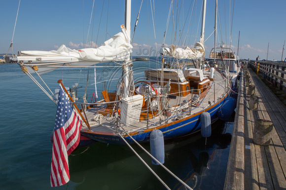 Amerikansk lystyacht i Rørvig havn